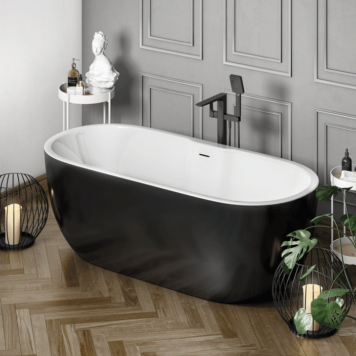 Freestanding Luxury Double Ended Bath 1655 x 750 mm - Black San Marlo by Synergy