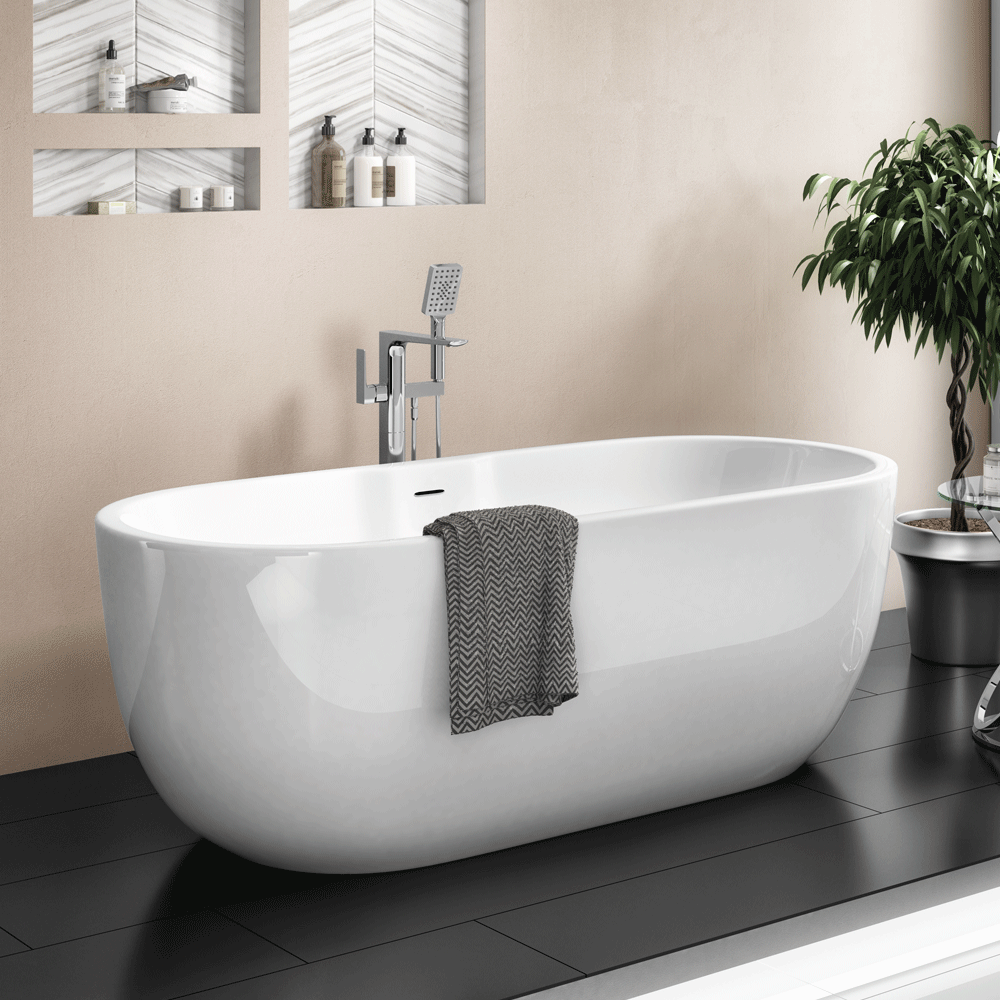 1800mm Freestanding Modern Double Ended Bath - Manhattan By Voda Design