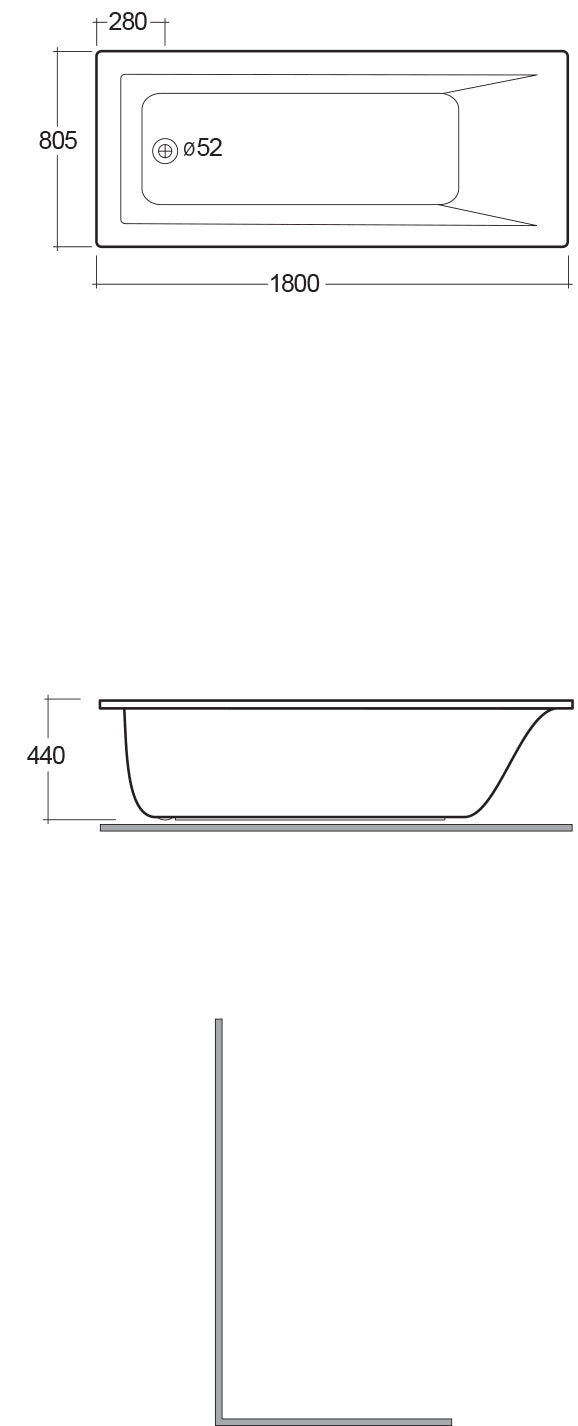 RAK Metropolitan 1700x700mm Single Ended Bath