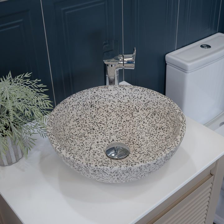 Venecia Terazzo Stone Mix Wash Basin - 35x35x13cm - Grey