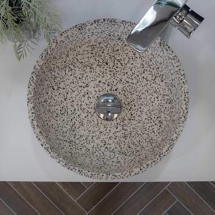 Terazzo Stone Mix Wash Basin - 35x35x13cm - Grey