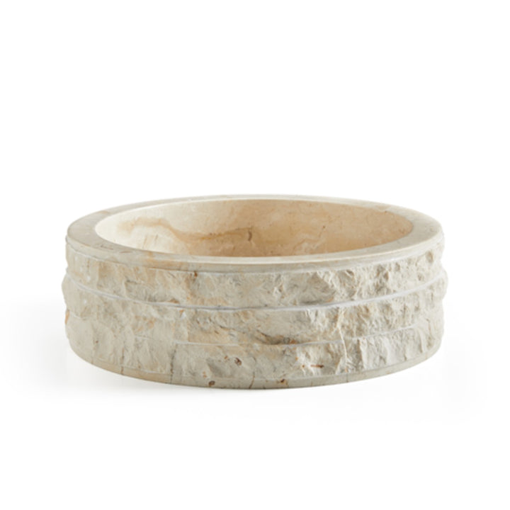 Cali Carved Natural Stone Basin  - 40x40x15cm - Ivory