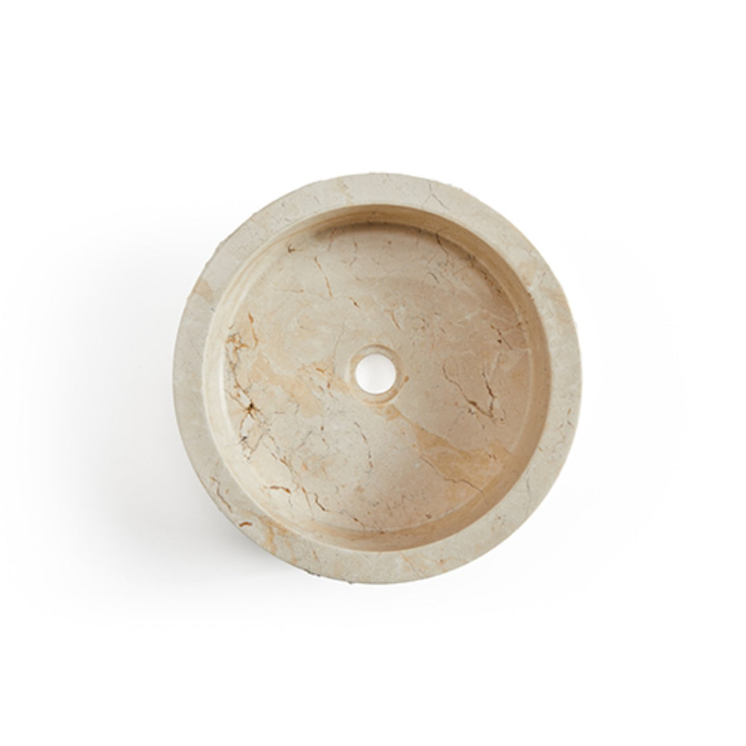 Cali Carved Natural Stone Basin  - 40x40x15cm - Ivory