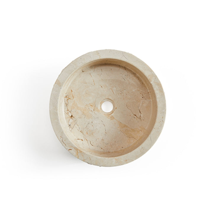 Cali Carved Natural Stone Basin  - 40x40x15cm - Ivory