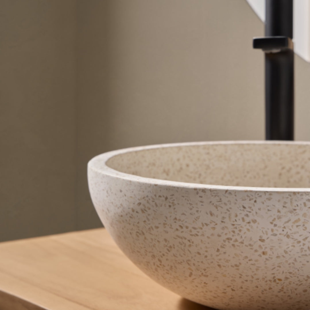 Venecia Terazzo Stone Mix Wash Basin - 35x35x13cm - White