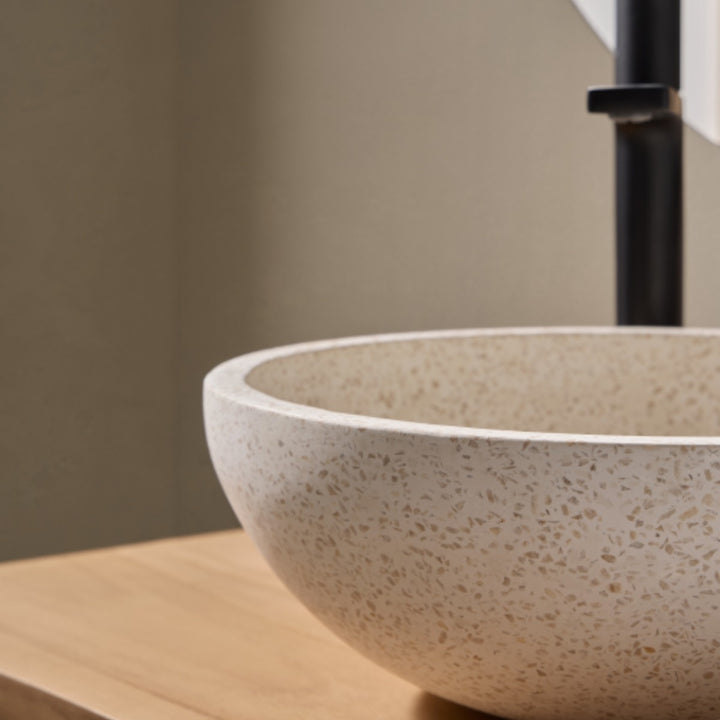 Venecia Terazzo Stone Mix Wash Basin - 35x35x13cm - White