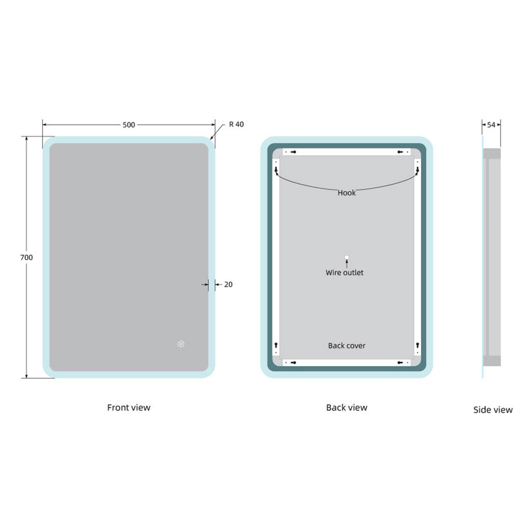 700 x 500mm LED Mirror