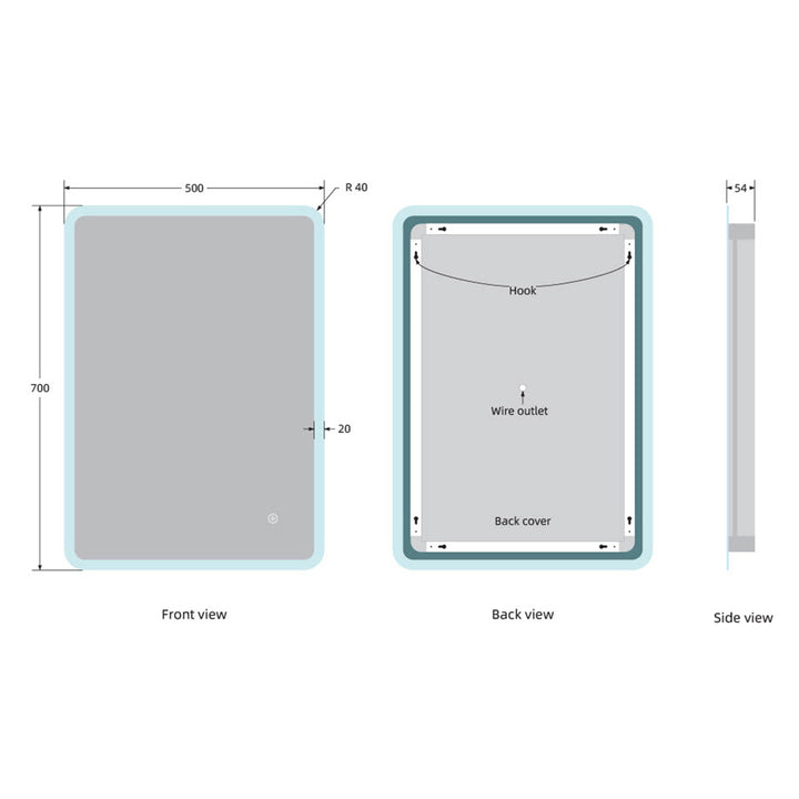 700 x 500mm LED Mirror