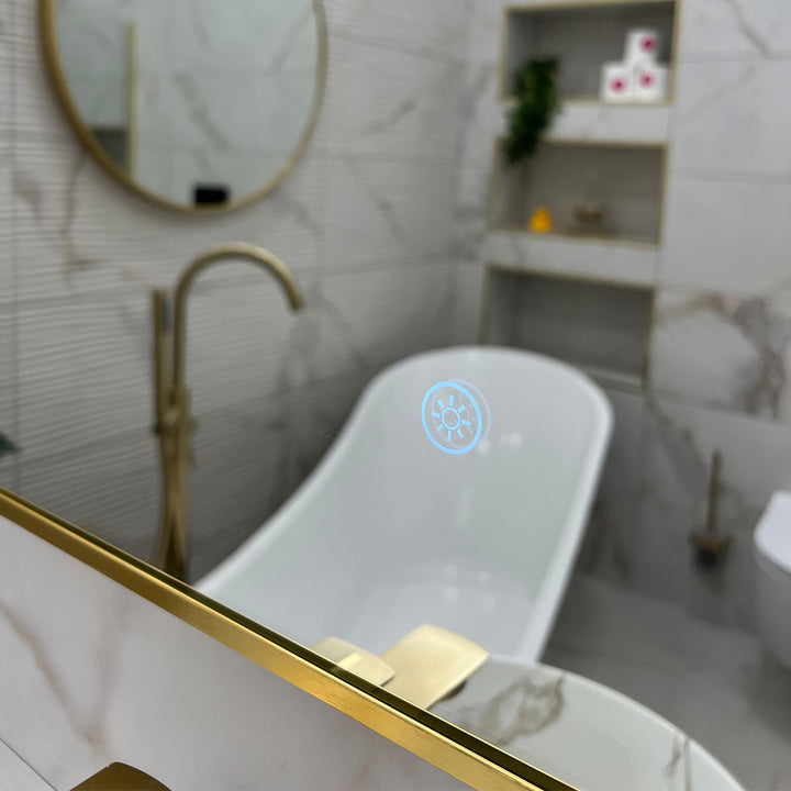 Brushed Brass 700mm x 500mm Backlit Mirror with Colour Change