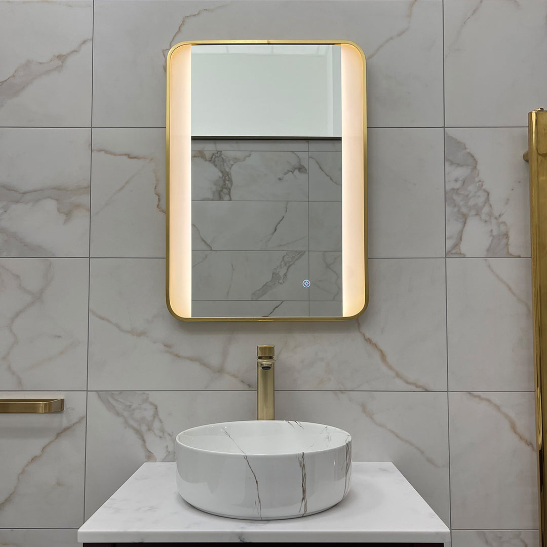 Brushed Brass 700mm x 500mm Backlit Mirror with Colour Change