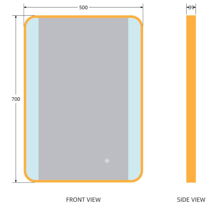 Brushed Brass 700mm x 500mm Backlit Mirror with Colour Change