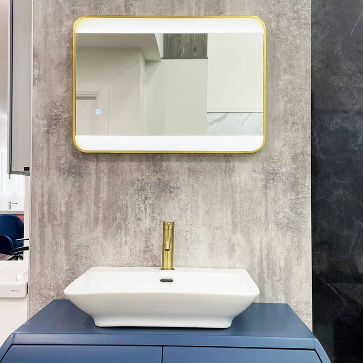 Brushed Brass 700mm x 500mm Backlit Mirror with Colour Change