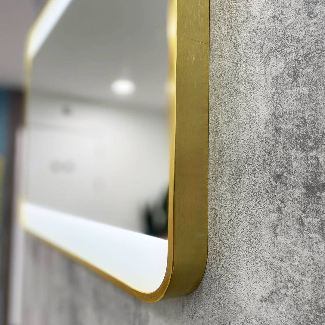 Brushed Brass 700mm x 500mm Backlit Mirror with Colour Change