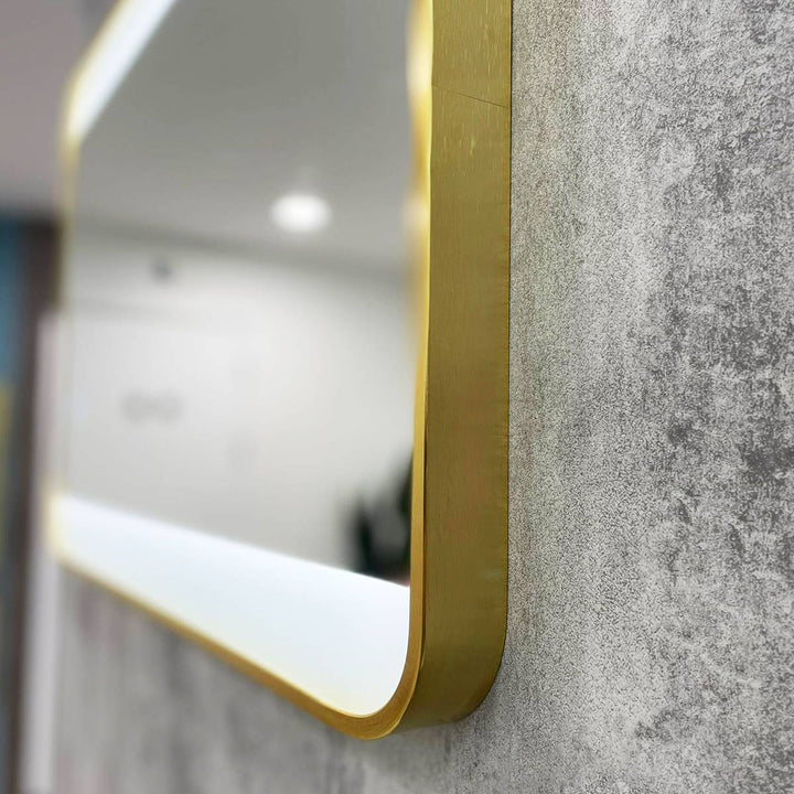Brushed Brass 700mm x 500mm Backlit Mirror with Colour Change