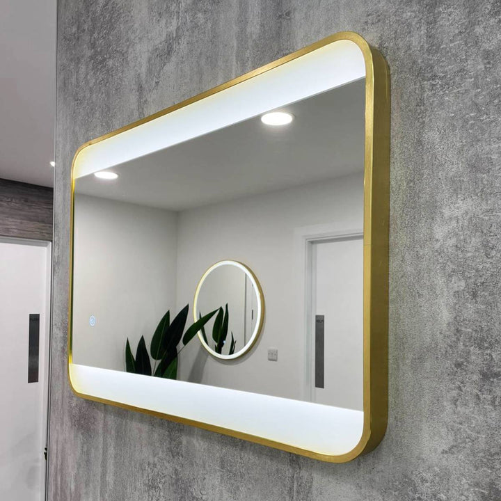 Brushed Brass 700mm x 500mm Backlit Mirror with Colour Change