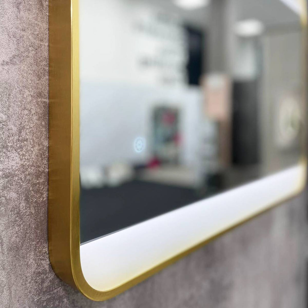 Brushed Brass 700mm x 500mm Backlit Mirror with Colour Change