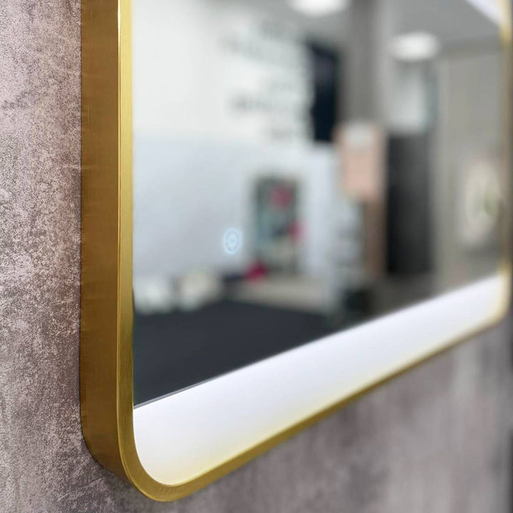 Brushed Brass 700mm x 500mm Backlit Mirror with Colour Change