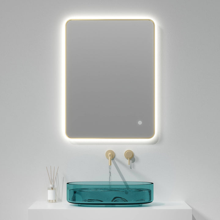 Brushed Brass 800mm x 600mm Backlit Mirror with Colour Change