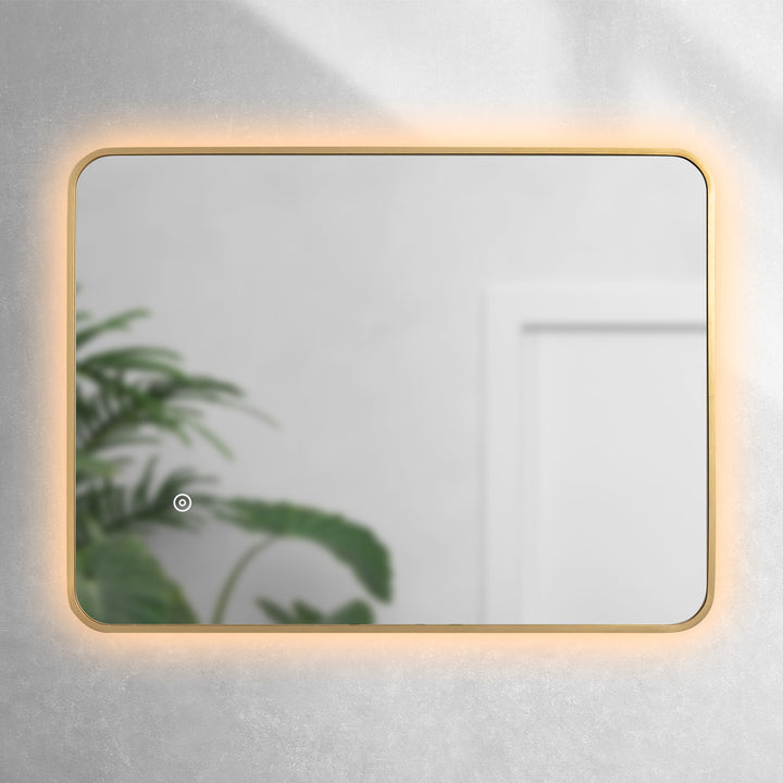 Brushed Brass 800mm x 600mm Backlit Mirror with Colour Change