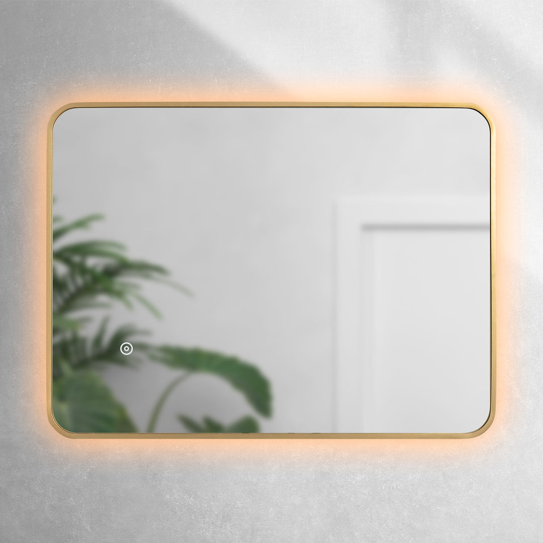 Brushed Brass 800mm x 600mm Backlit Mirror with Colour Change