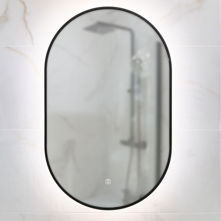 Tablet Black Frame 800mm x 500mm LED Mirror with Colour Change