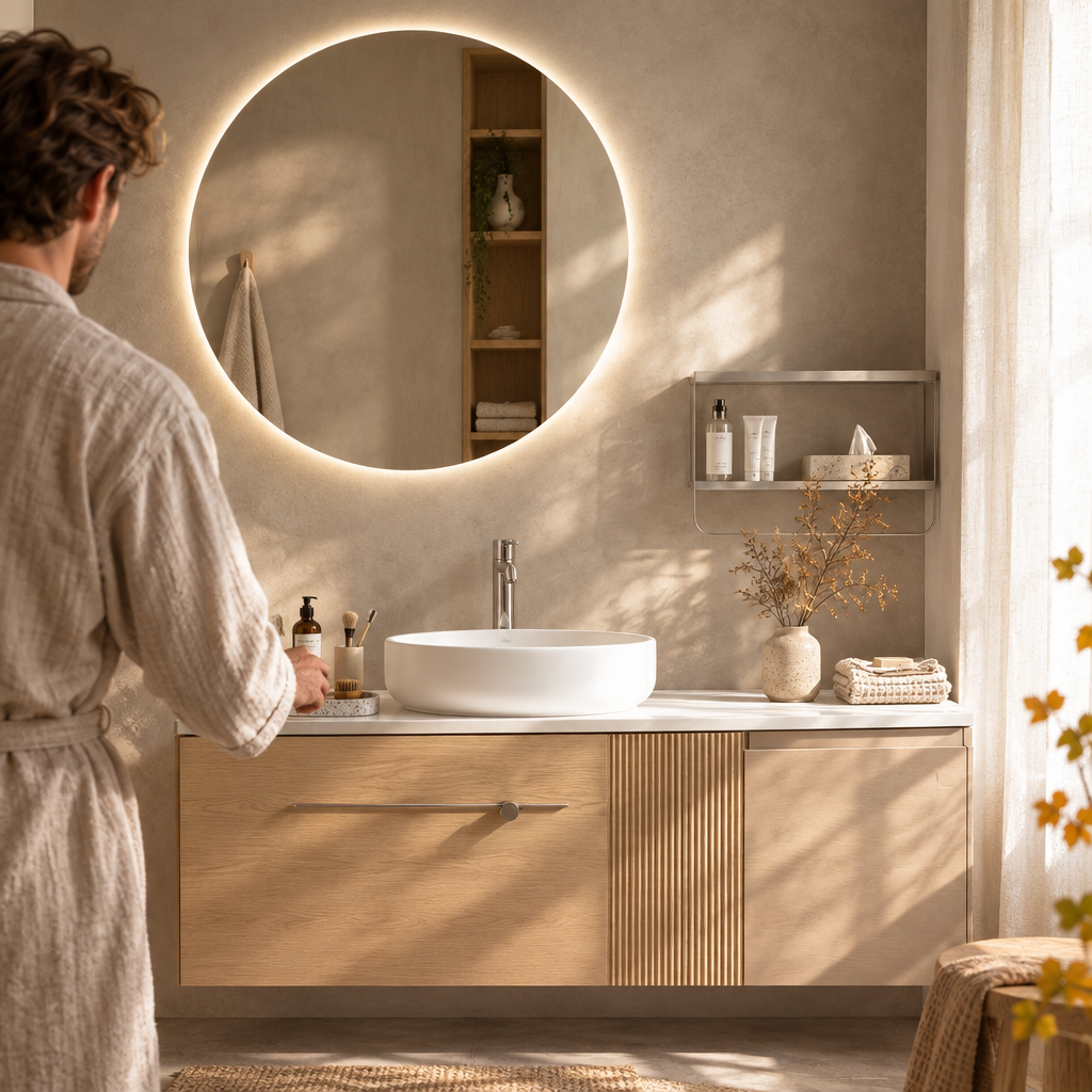 Voda Lumo Round 600mm Battery Operated LED Mirror