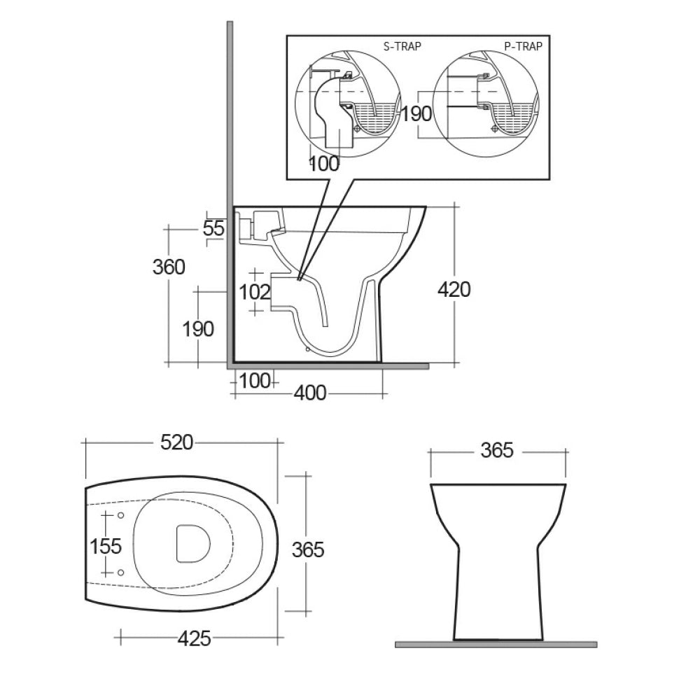 RAK Morning Rimless BTW Pan (Seat Sold Separately)