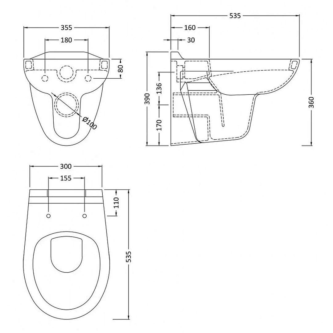 Melbourne Wall Hung Toilet Pack With Wall Frame & Chrome Flush Plate