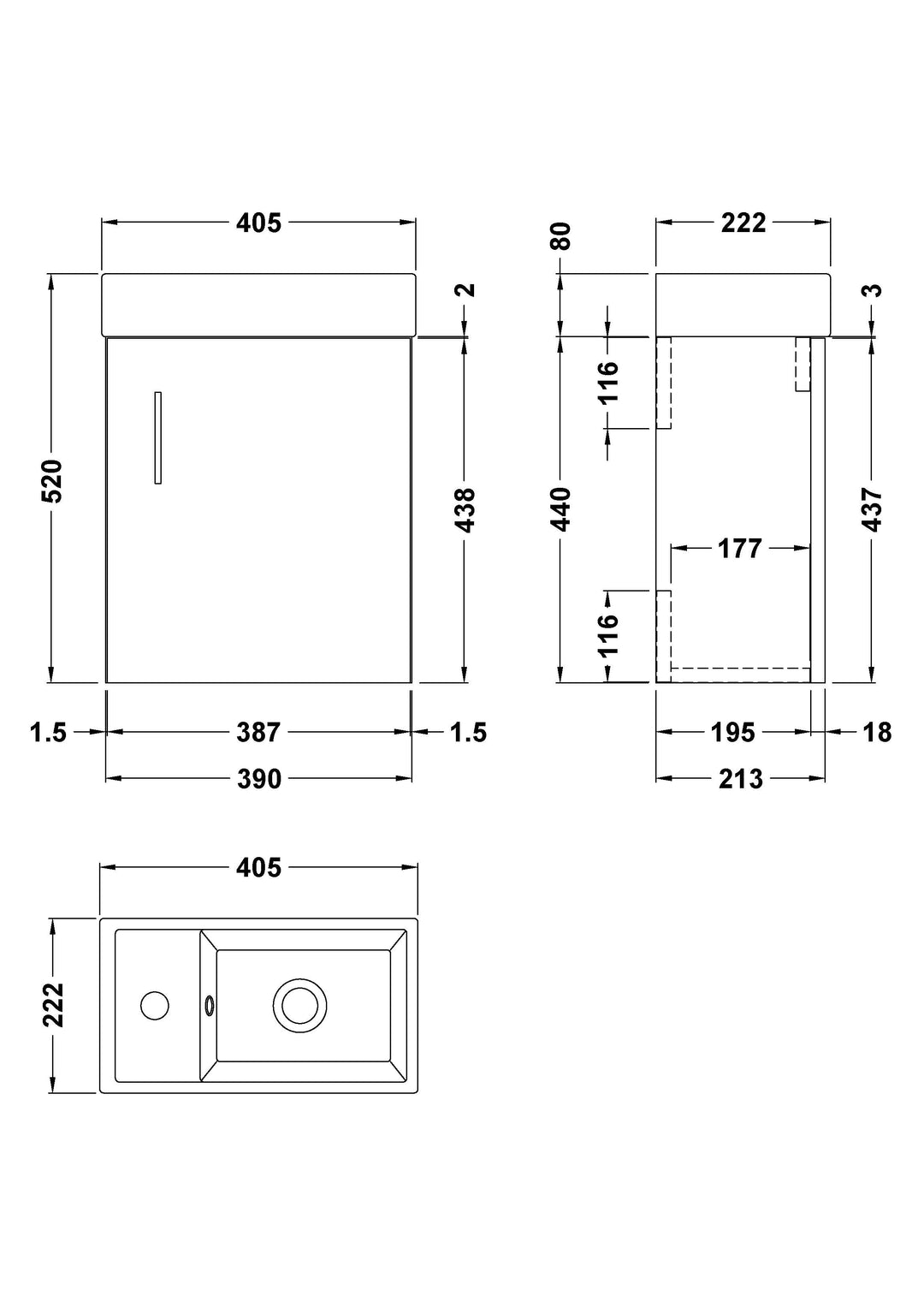 Harley 400mm Wall Hung Basin & Unit