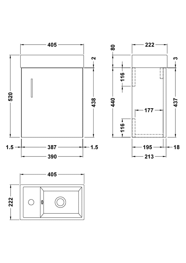 Harley 400mm Wall Hung Basin & Unit