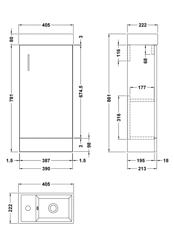 Harley 400mm Gloss White Floor Standing Unit