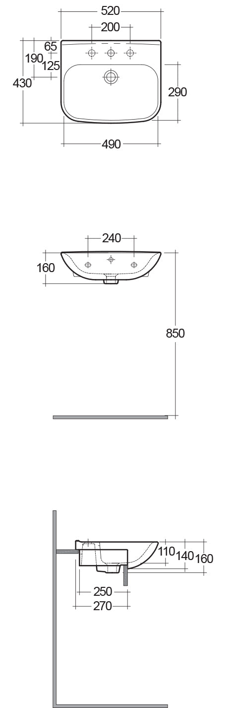 RAK Ceramics Origin 62 Semi-Recessed Basin