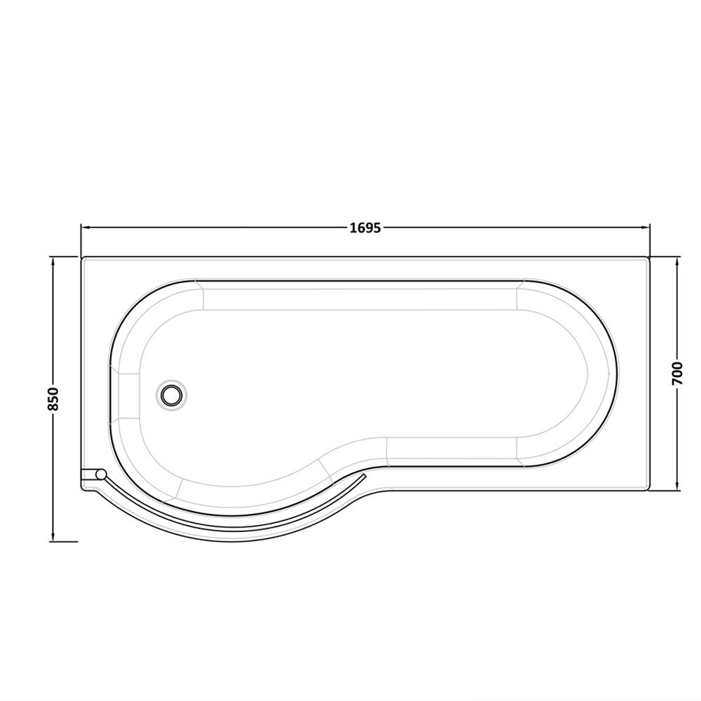 1700mm Right Hand P-Shaped Bath Bundle (Includes Bath, Screen & Front Panel) - PBATH1700RH