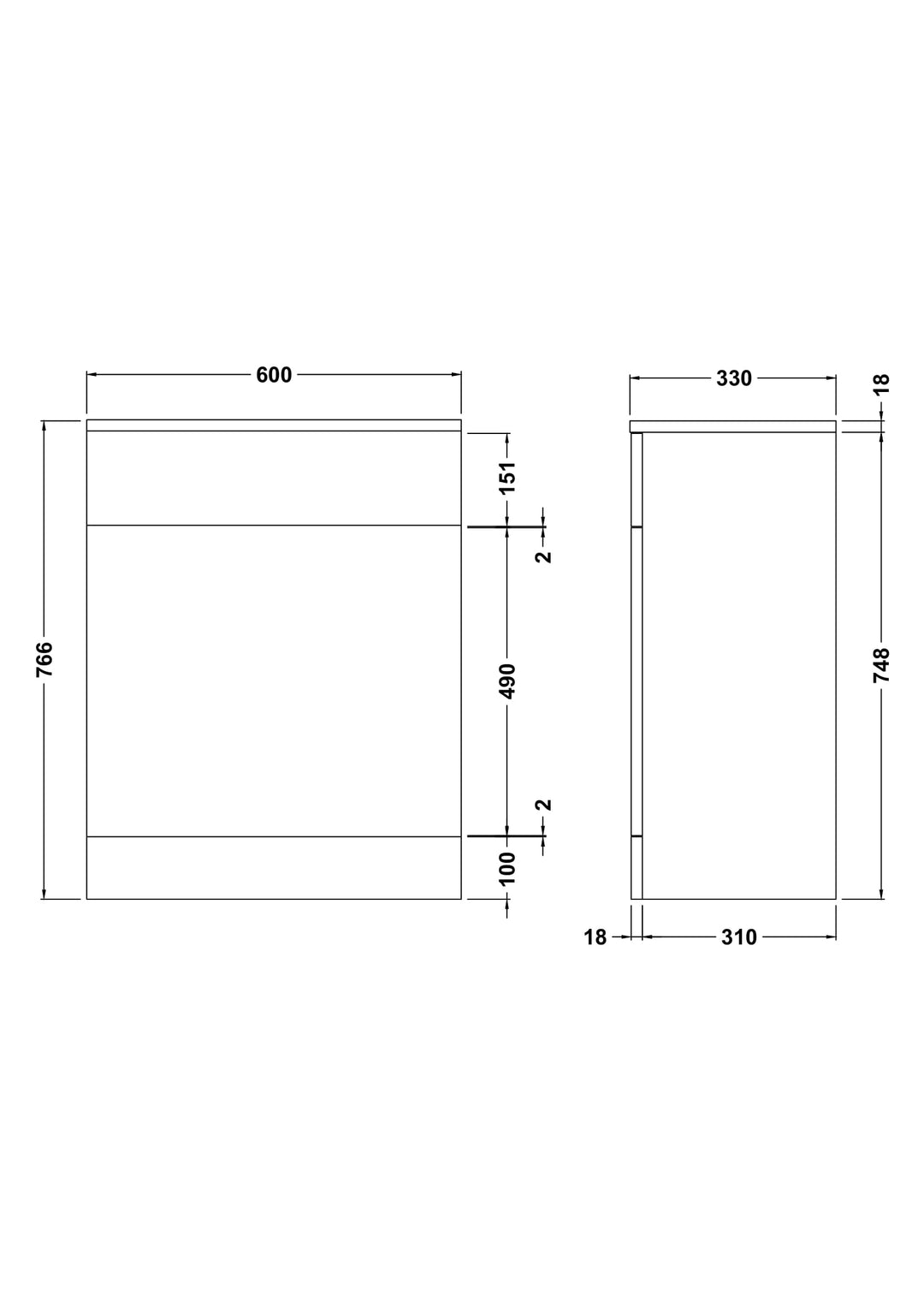 Floor Standing WC Unit 600mm - Oslo By Voda Design