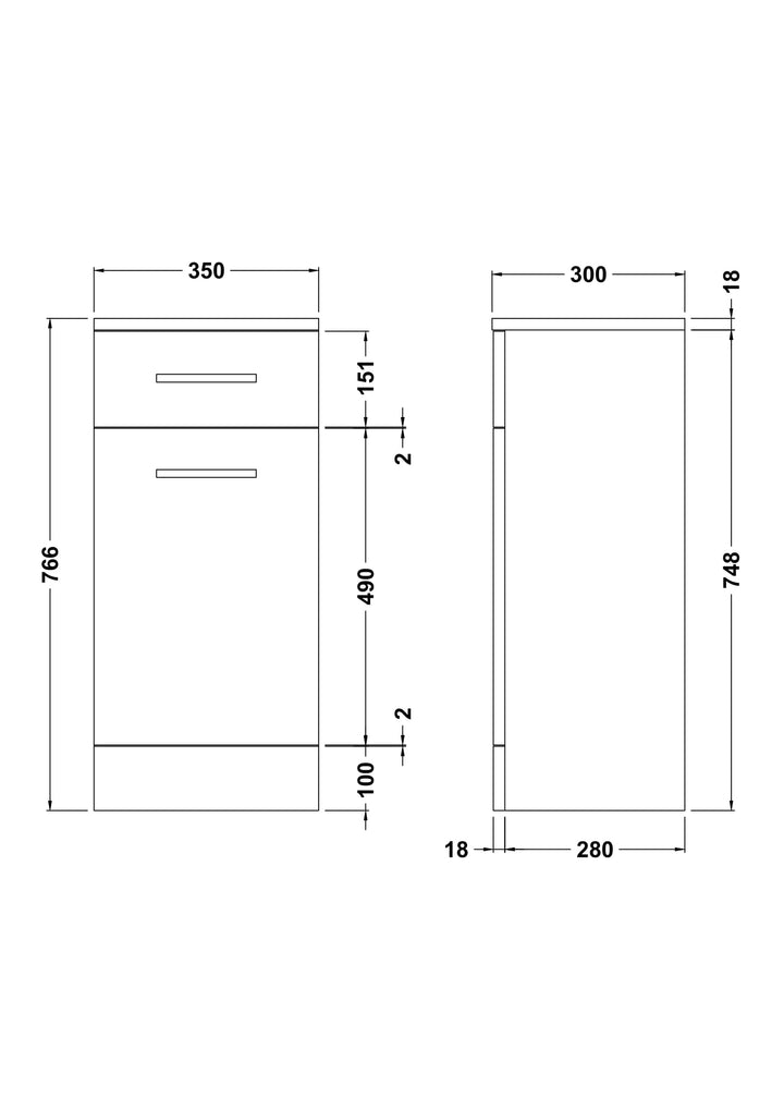350mm LB Unit - 300mm Depth - Oslo By Voda Design
