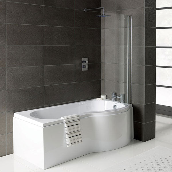 P-Shape 1700x700-850x410mm 0TH Shower Bath  Panel & Screen (RH)