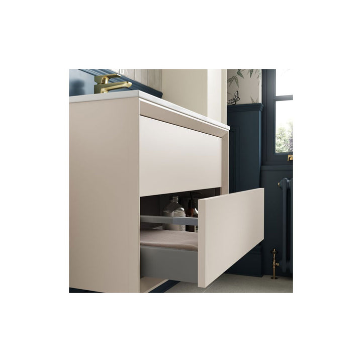 Ember 810mm Wall Hung 2 Drawer Basin Unit & Top - Matt Cotton