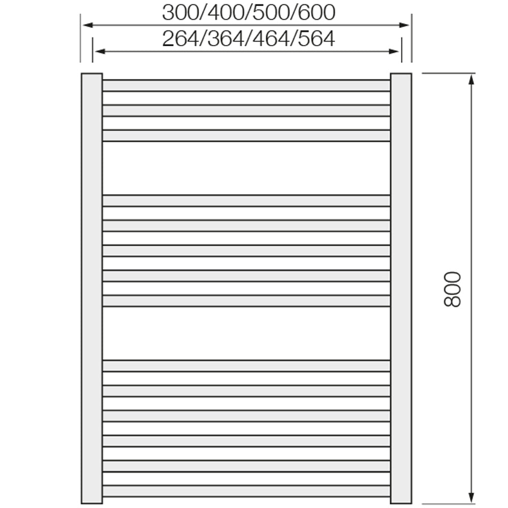 Warmbase LoCo Premier Straight 600 x 800mm Chrome Ladder Rail