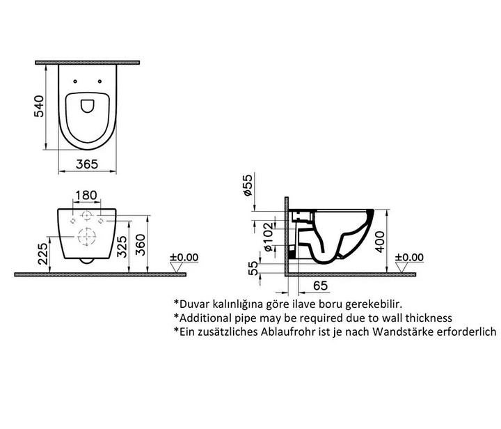 VitrA Sento Wall Hung Rimless Toilet & Soft Close Seat