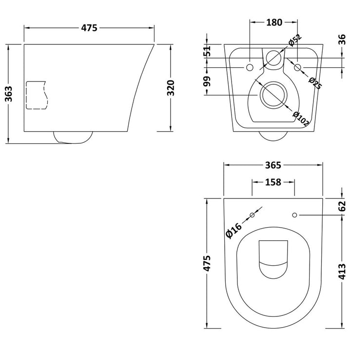 Wall Hung Pan & Soft Close Seat - TOILETSET4