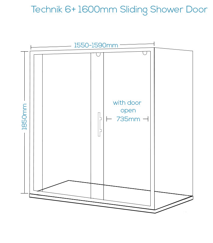 Single Sliding Shower Door 1000mm - Kaso 6 by Voda Design (6mm Thick)