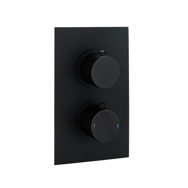Black Round Concealed Twin Thermostatic Shower Valve by Voda Design