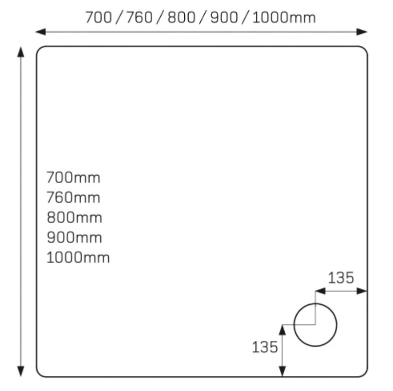 Hydro45 700 x 700mm White Square Shower Tray