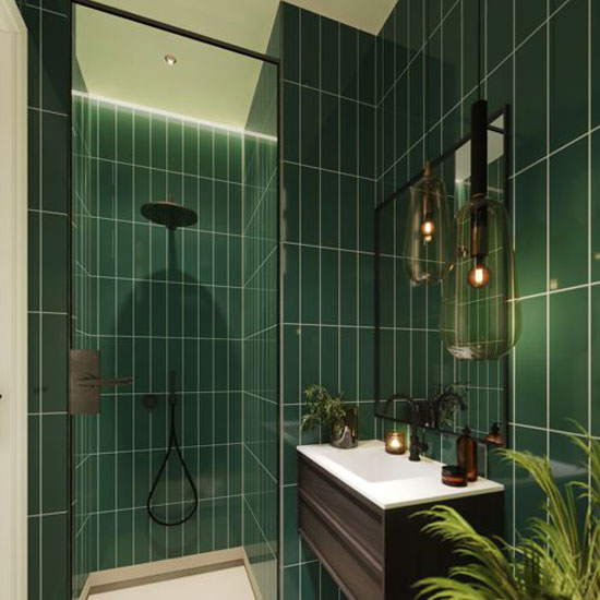 Fibo Urban - 2.4m x 0.6m Wall Panel - Bottle Green (Stacked Subway) - Single