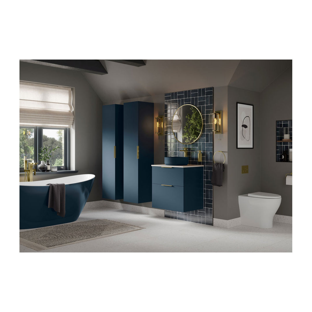 Hadleigh 350mm Wall Hung 1 Door Tall Unit - Matt Deep Blue