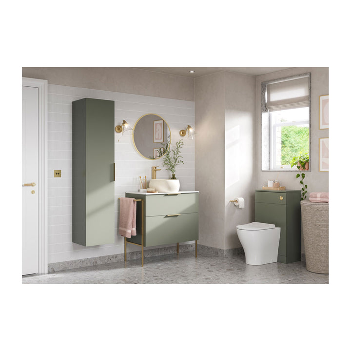 Hadleigh 500mm WC Unit - Matt Olive Green