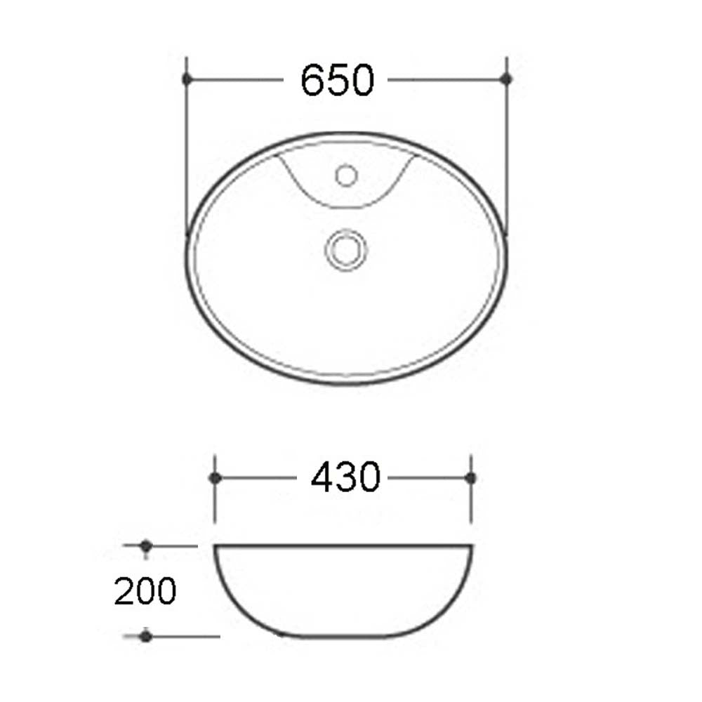 650mm White Countertop Basin - By Voda Design