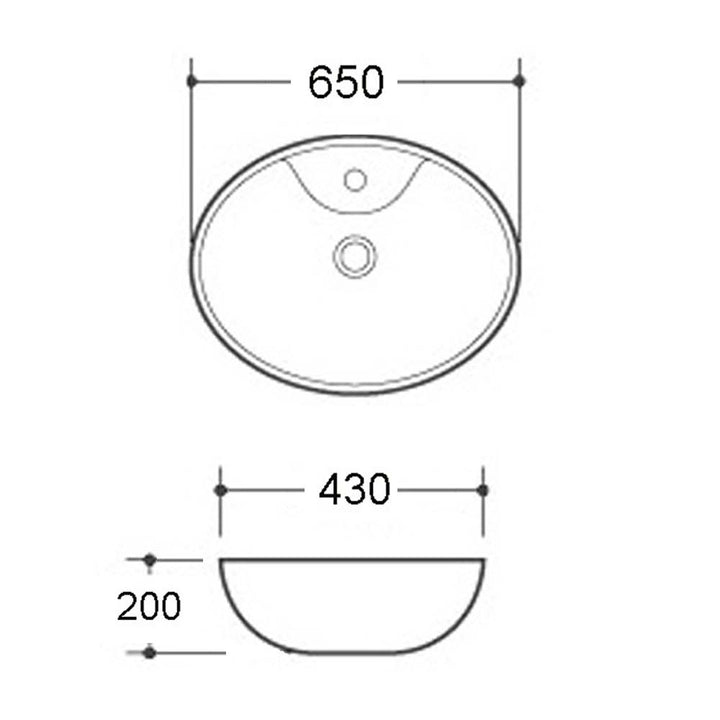 650mm White Countertop Basin - By Voda Design