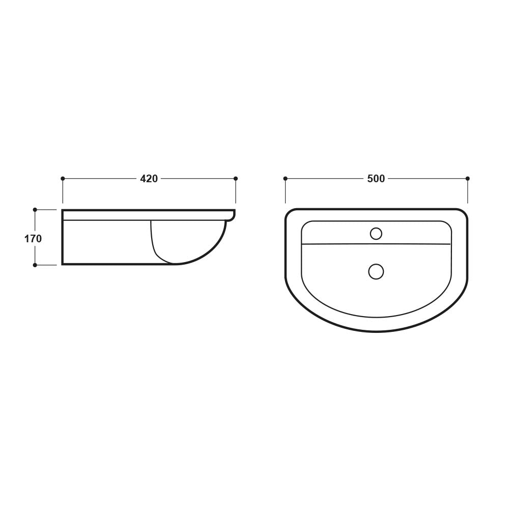 Synergy Fluid 500mm Semi Recessed Basin