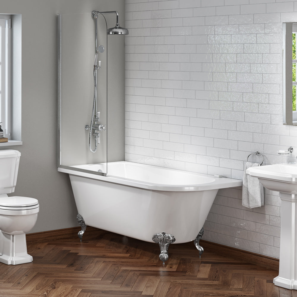 Right Hand 1685mm Traditional Back To Wall Shower Bath